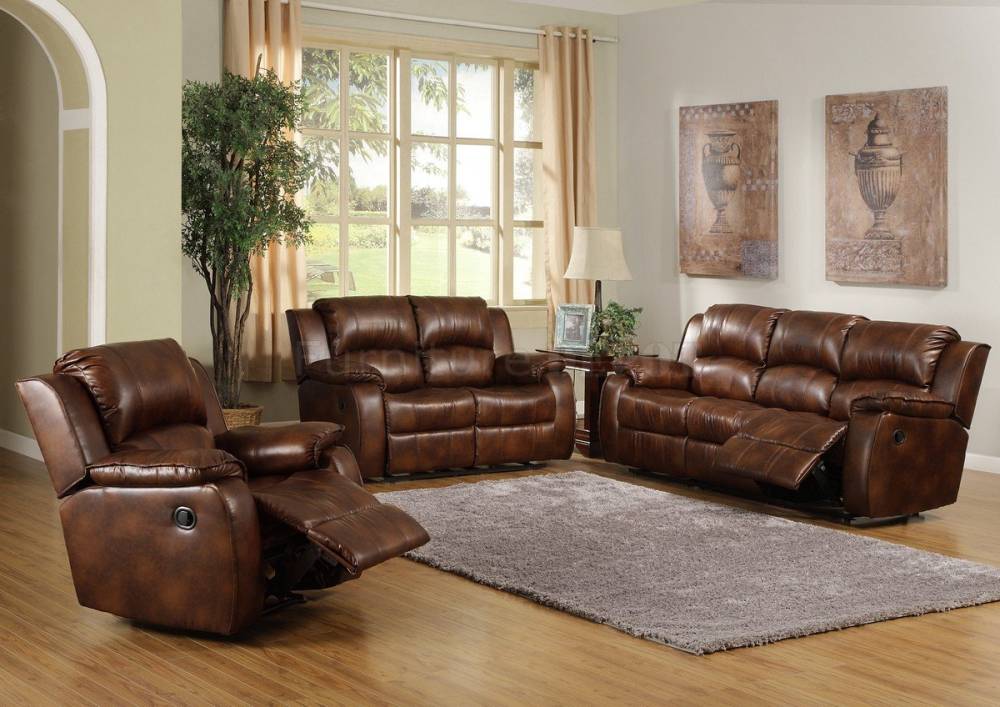 9888 Chestnut Top Grain Leather Motion Sofa and Loveseat $1595.9