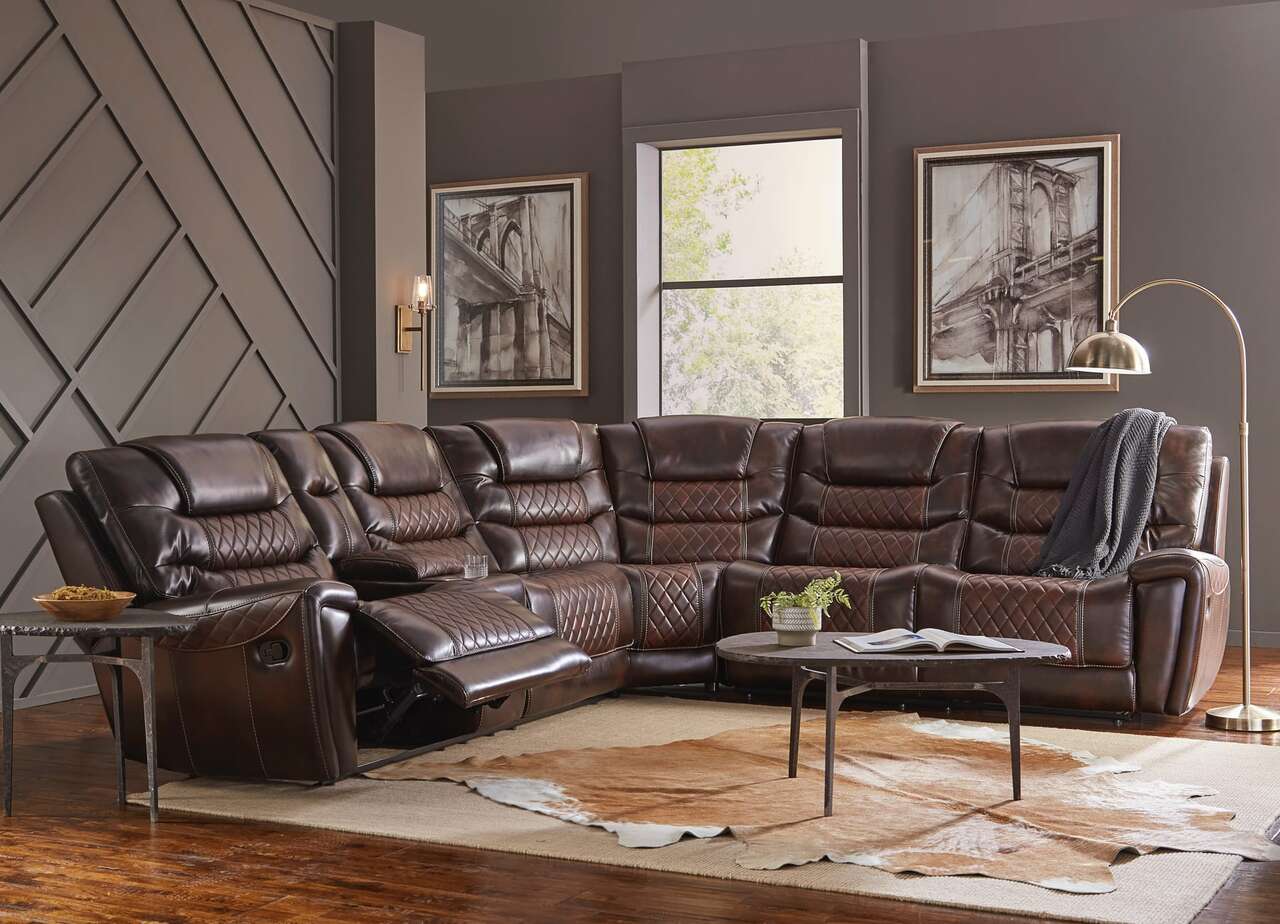 98811 3-Piece Reclining Sectional - Tobacco and Burnished Brown $2059.99