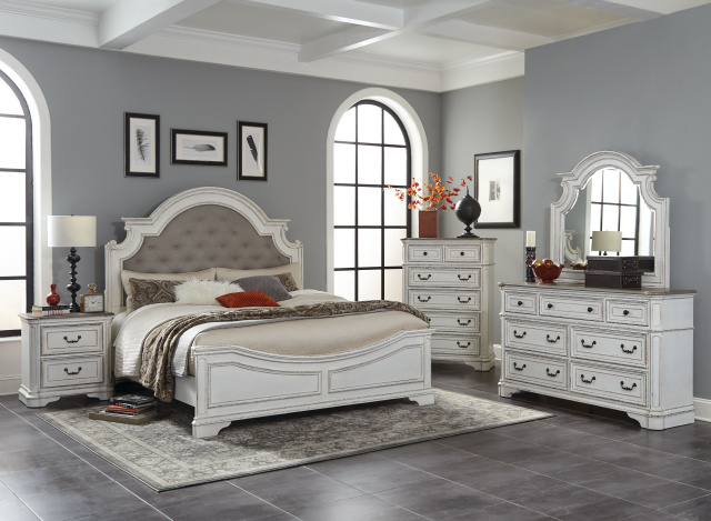 8023 Antique White with Weathered Oak Tops-Queen Set $2895.99