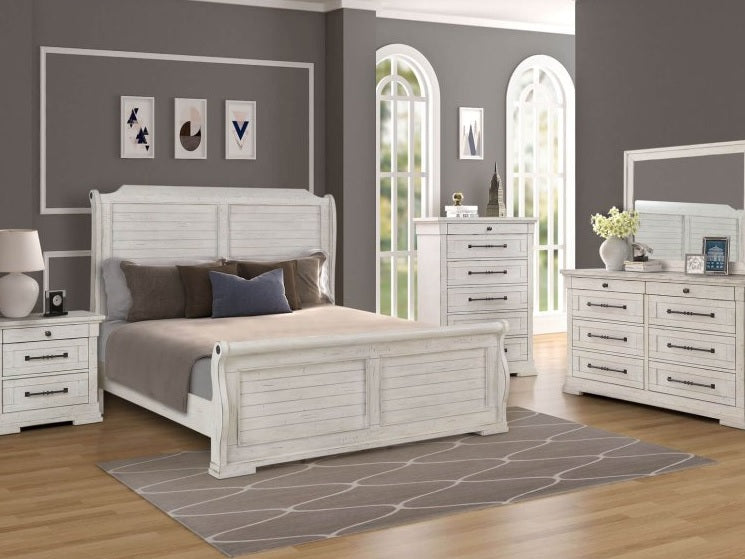 8047 Driftwood White Sleigh Queen Bedroom Set $2199.99