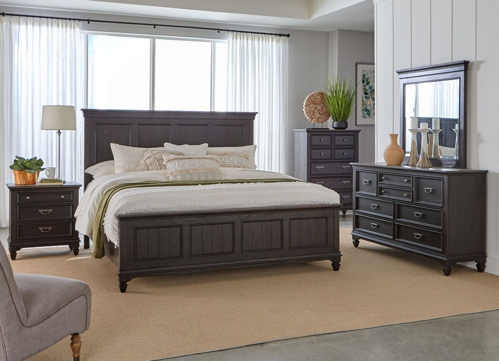 417 Queen Panel Bed, Dresser, Mirror, Chest, and 1 Nightstand $2295