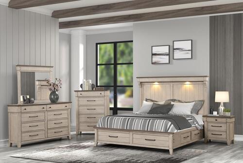 8494 Two Tone Storage Drawers LED/USB King Bedroom Set $2695