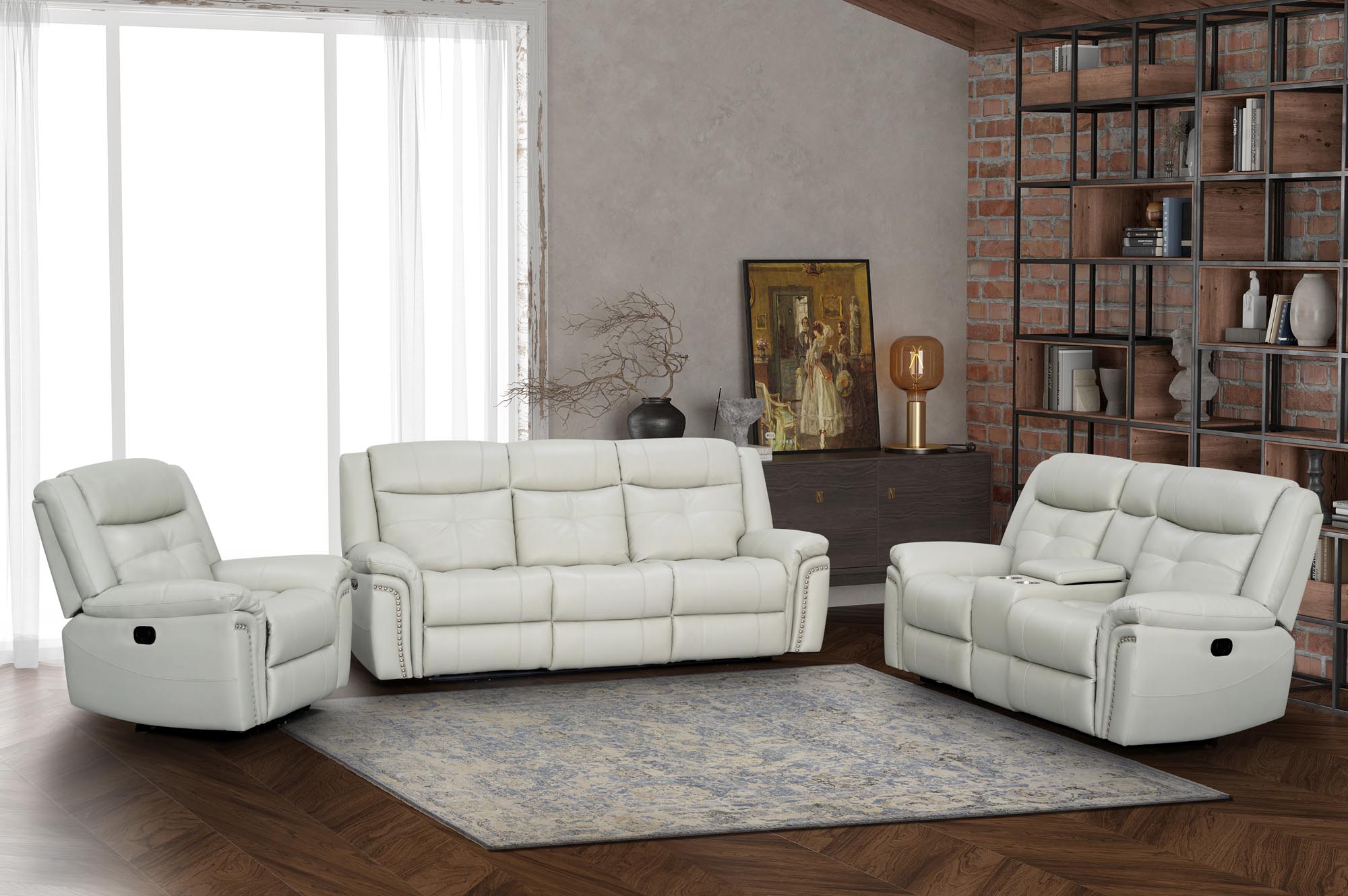 7487 Belair Platinum Motion Living Room Set $1759