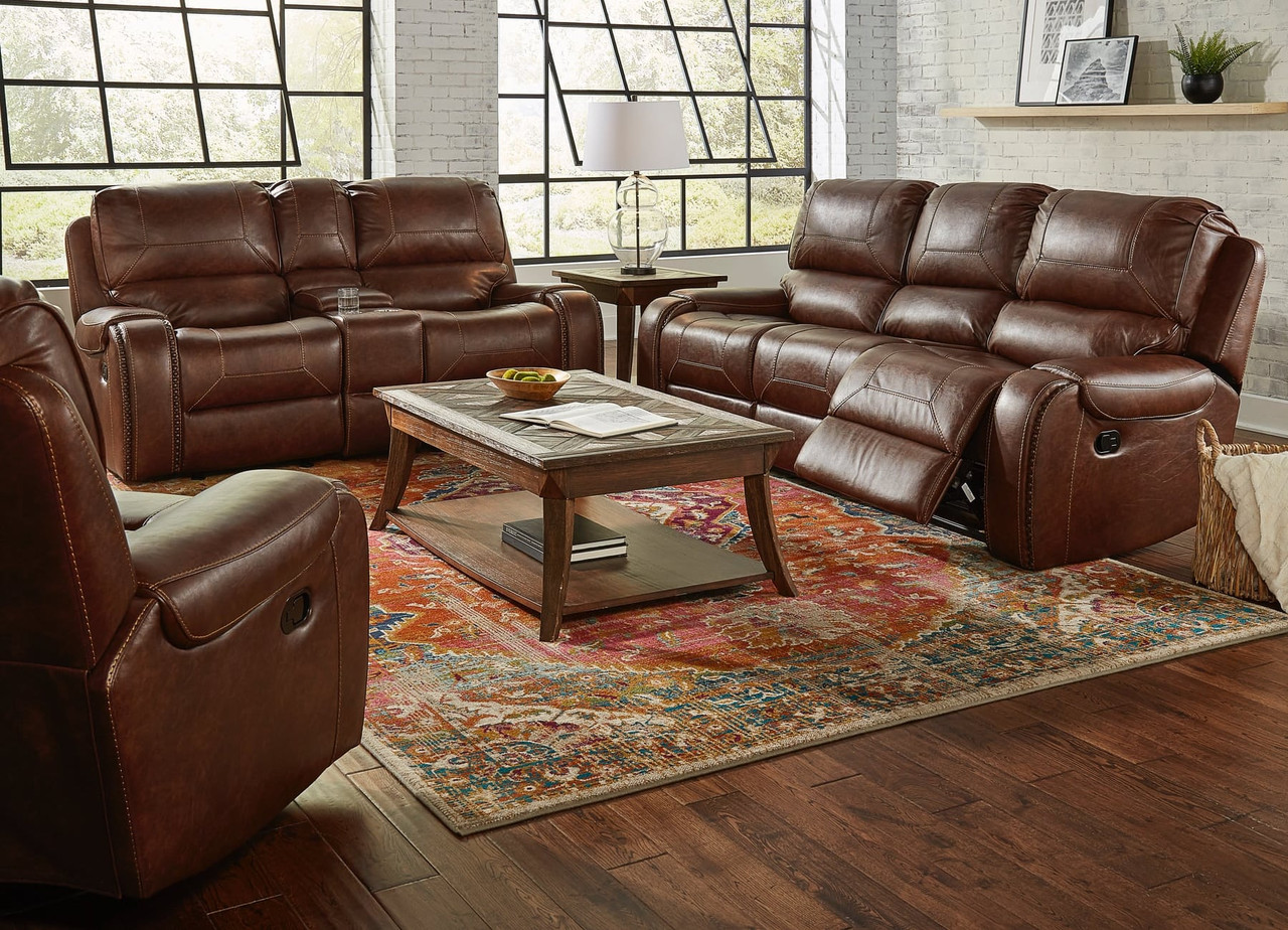 69506 Avalanche Brown USB Reclining Sofa and Gliding Loveseat $1695